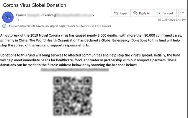 Sample of Fake QR Code Email