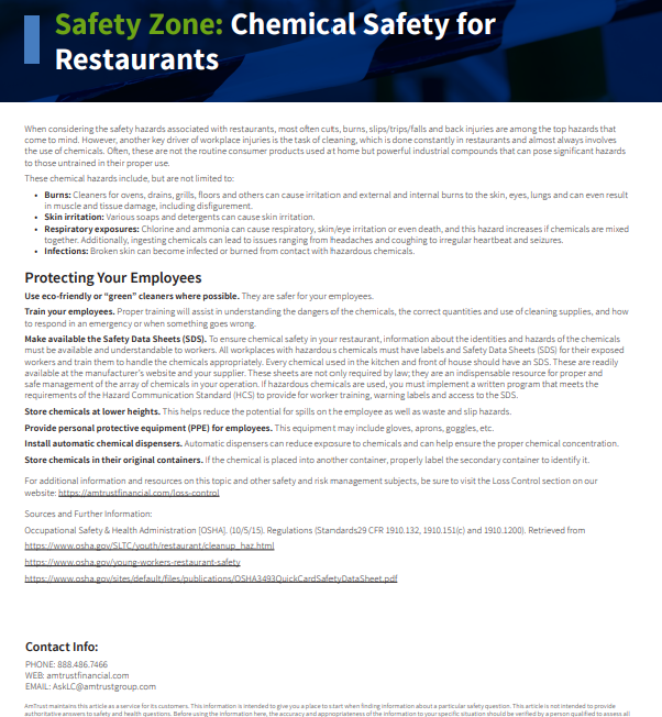 Chemical Safety for Restaurants image